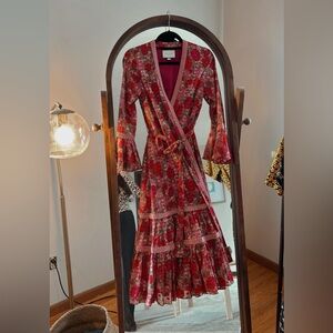 Alexis Pink Floral Wrap Dress XS